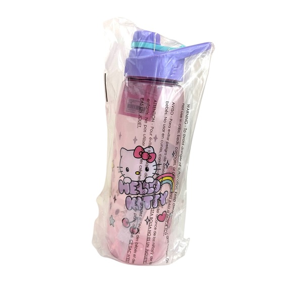 Sanrio Hello Kitty Rainbow Treats and Stars Water Bottle with Lid 28 Ounces NWT. - Picture 5 of 11